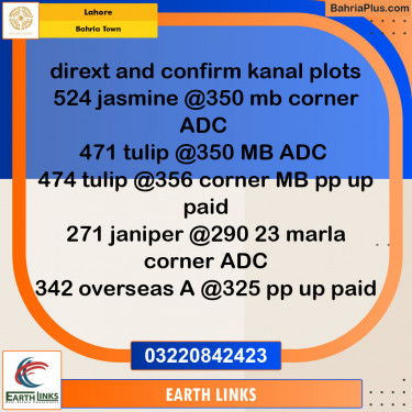 Residential Plot for Sale in Sector C - Jasmine Block -  Bahria Town, Lahore - (BP-146621)