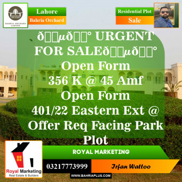 Residential Plot for Sale in Bahria Orchard, Lahore - (BP-146633)