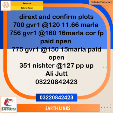 Residential Plot for Sale in Bahria Town, Lahore - (BP-146637)