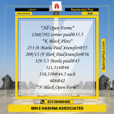 Residential Plot for Sale in Bahria Orchard, Lahore - (BP-146676)