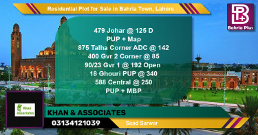 Residential Plot for Sale in Bahria Town, Lahore - (BP-146733)