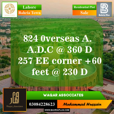 Residential Plot for Sale in Overseas A -  Bahria Town, Lahore - (BP-146755)