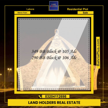 Residential Plot for Sale in Sector D - BB Block -  Bahria Town, Lahore - (BP-146801)