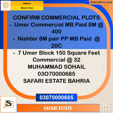 Commercial Plot for Sale in Bahria Town, Lahore - (BP-146821)