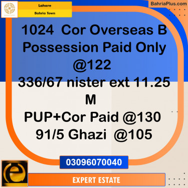 Residential Plot for Sale in Overseas B -  Bahria Town, Lahore - (BP-146859)