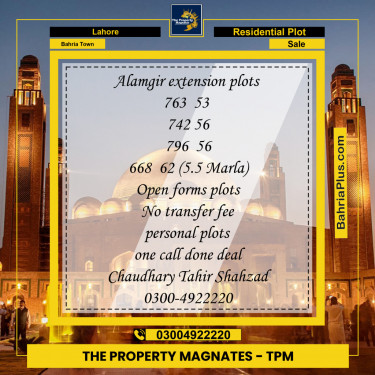 Residential Plot for Sale in Bahria Town, Lahore - (BP-146879)