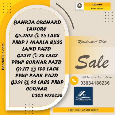 Residential Plot for Sale in Phase 4 - G5 Block -  Bahria Orchard, Lahore - (BP-146957)