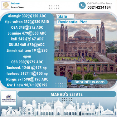 Residential Plot for Sale in Bahria Town, Lahore - (BP-147060)