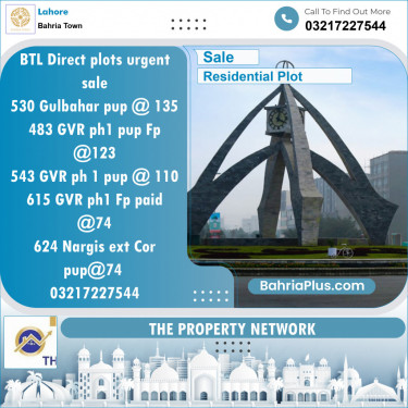 Residential Plot for Sale in Sector C - Gulbahar Block -  Bahria Town, Lahore - (BP-147078)