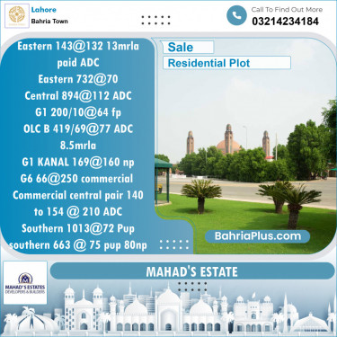 Residential Plot for Sale in Bahria Town, Lahore - (BP-147093)