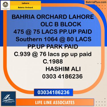 Residential Plot for Sale in Bahria Orchard, Lahore - (BP-147094)