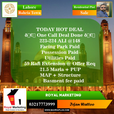 Residential Plot for Sale in Bahria Town, Lahore - (BP-147220)