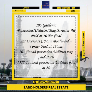 Residential Plot for Sale in Bahria Town, Lahore - (BP-147393)