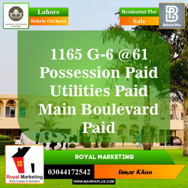 Residential Plot for Sale in Phase 4 - G6 Block -  Bahria Orchard, Lahore - (BP-147409)