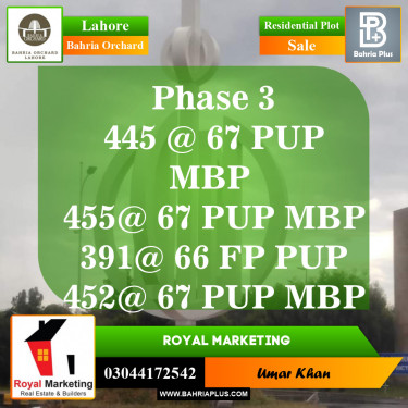 Residential Plot for Sale in Bahria Orchard, Lahore - (BP-147415)