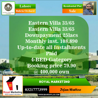 Residential Plot for Sale in Bahria Orchard, Lahore - (BP-147542)