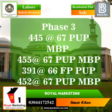 Residential Plot for Sale in Bahria Orchard, Lahore - (BP-147647)