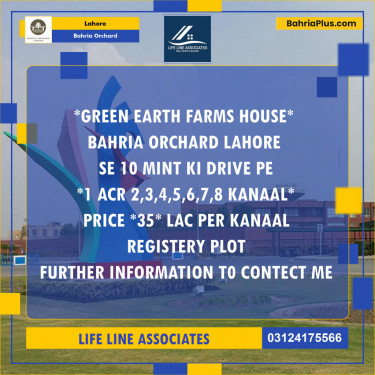 Residential Plot for Sale in Bahria Orchard, Lahore - (BP-147754)