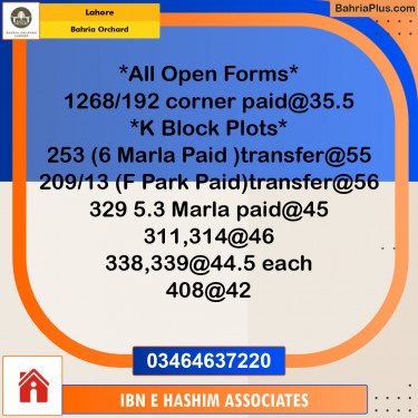 Residential Plot for Sale in Bahria Orchard, Lahore - (BP-147960)
