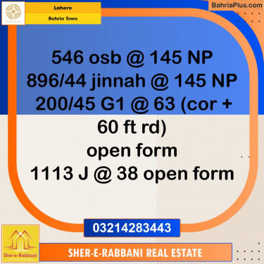 Residential Plot for Sale in Overseas B -  Bahria Town, Lahore - (BP-147972)