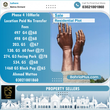 Residential Plot for Sale in Phase 4 - G4 Block -  Bahria Orchard, Lahore - (BP-148046)