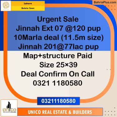 Residential Plot for Sale in Sector E - Jinnah Ext. Block -  Bahria Town, Lahore - (BP-148081)