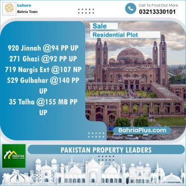 Residential Plot for Sale in Sector E - Jinnah Block -  Bahria Town, Lahore - (BP-148096)