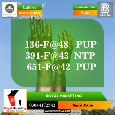 Residential Plot for Sale in Phase 2 - F Block -  Bahria Orchard, Lahore - (BP-148142)