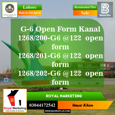 Residential Plot for Sale in Phase 4 - G6 Block -  Bahria Orchard, Lahore - (BP-148154)