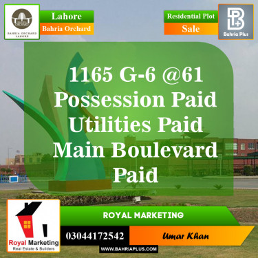 Residential Plot for Sale in Phase 4 - G6 Block -  Bahria Orchard, Lahore - (BP-148168)