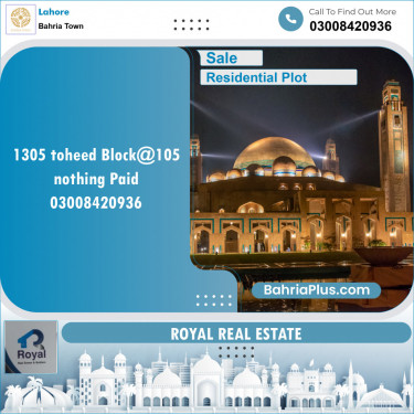 Residential Plot for Sale in Sector F - Tauheed Block -  Bahria Town, Lahore - (BP-148182)
