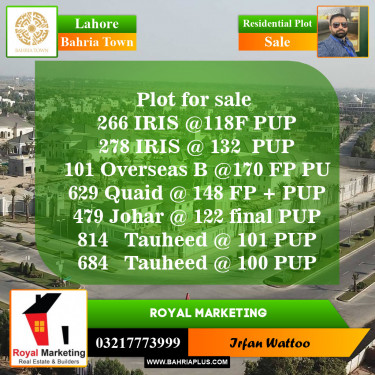 Residential Plot for Sale in Bahria Town, Lahore - (BP-148239)
