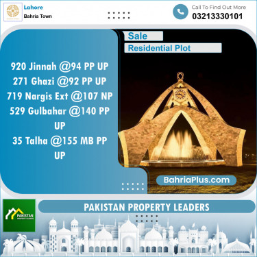 Residential Plot for Sale in Sector E - Jinnah Block -  Bahria Town, Lahore - (BP-148260)
