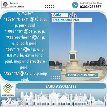 Residential Plot for Sale in Phase 2 - D Block -  Bahria Orchard, Lahore - (BP-148280)