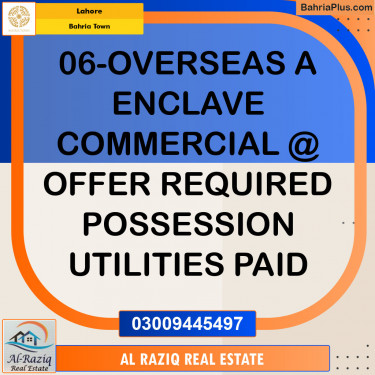 Commercial Plot for Sale in Overseas A / Awais Qarni Commercial -  Bahria Town, Lahore - (BP-148296)