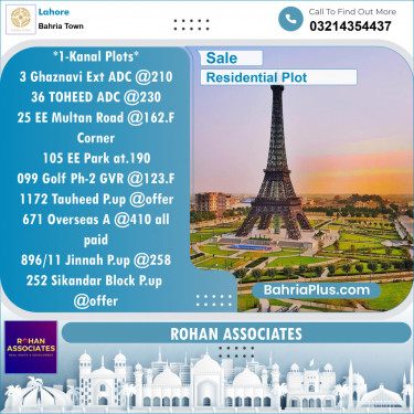 Residential Plot for Sale in Sector F - Ghaznavi Ext. Block -  Bahria Town, Lahore - (BP-148299)