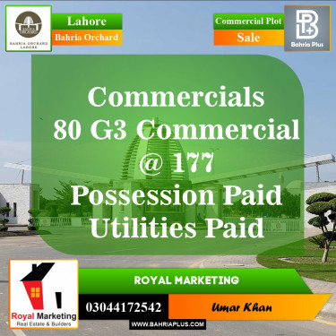 Commercial Plot for Sale in Phase 4 - G3 Commercial -  Bahria Orchard, Lahore - (BP-148346)