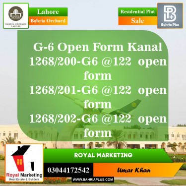 Residential Plot for Sale in Phase 4 - G6 Block -  Bahria Orchard, Lahore - (BP-148348)