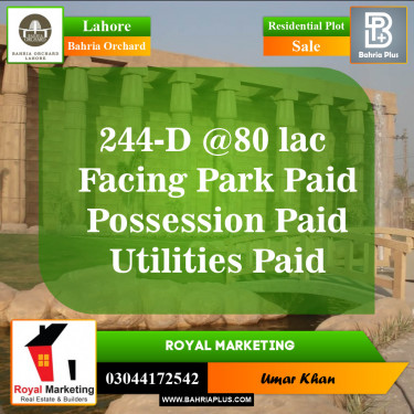 Residential Plot for Sale in Phase 2 - D Block -  Bahria Orchard, Lahore - (BP-148350)