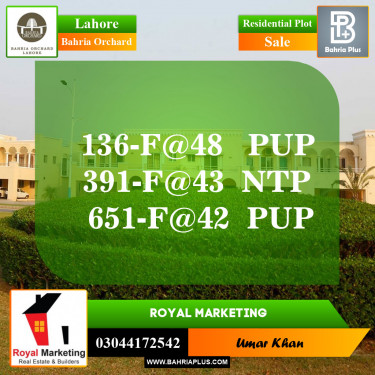 Residential Plot for Sale in Phase 2 - F Block -  Bahria Orchard, Lahore - (BP-148357)