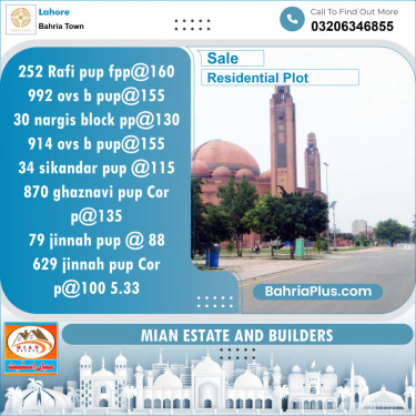 Residential Plot for Sale in Sector E - Rafi Block -  Bahria Town, Lahore - (BP-148421)