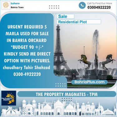 Residential Plot for Sale in Bahria Town, Lahore - (BP-148465)