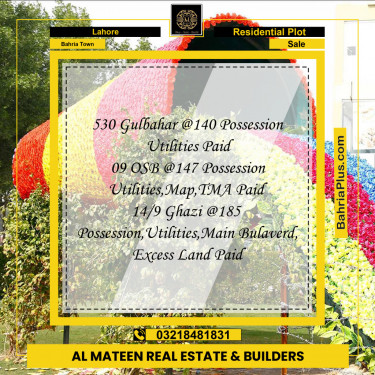 Residential Plot for Sale in Sector C - Gulbahar Block -  Bahria Town, Lahore - (BP-148475)