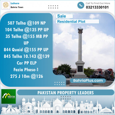 Residential Plot for Sale in Sector F - Talha Block -  Bahria Town, Lahore - (BP-148506)