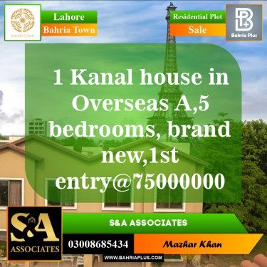 Residential Plot for Sale in Overseas A -  Bahria Town, Lahore - (BP-148593)