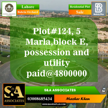 Residential Plot for Sale in Phase 2 - E Block -  Bahria Orchard, Lahore - (BP-148611)
