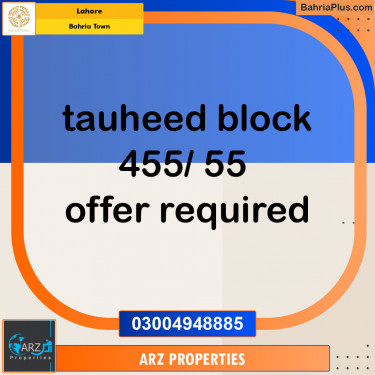 Residential Plot for Sale in Sector F - Tauheed Block -  Bahria Town, Lahore - (BP-148612)