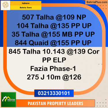 Residential Plot for Sale in Sector F - Talha Block -  Bahria Town, Lahore - (BP-148616)