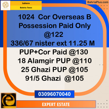 Residential Plot for Sale in Overseas B -  Bahria Town, Lahore - (BP-148627)