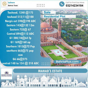 Residential Plot for Sale in Sector F - Tauheed Block -  Bahria Town, Lahore - (BP-148657)